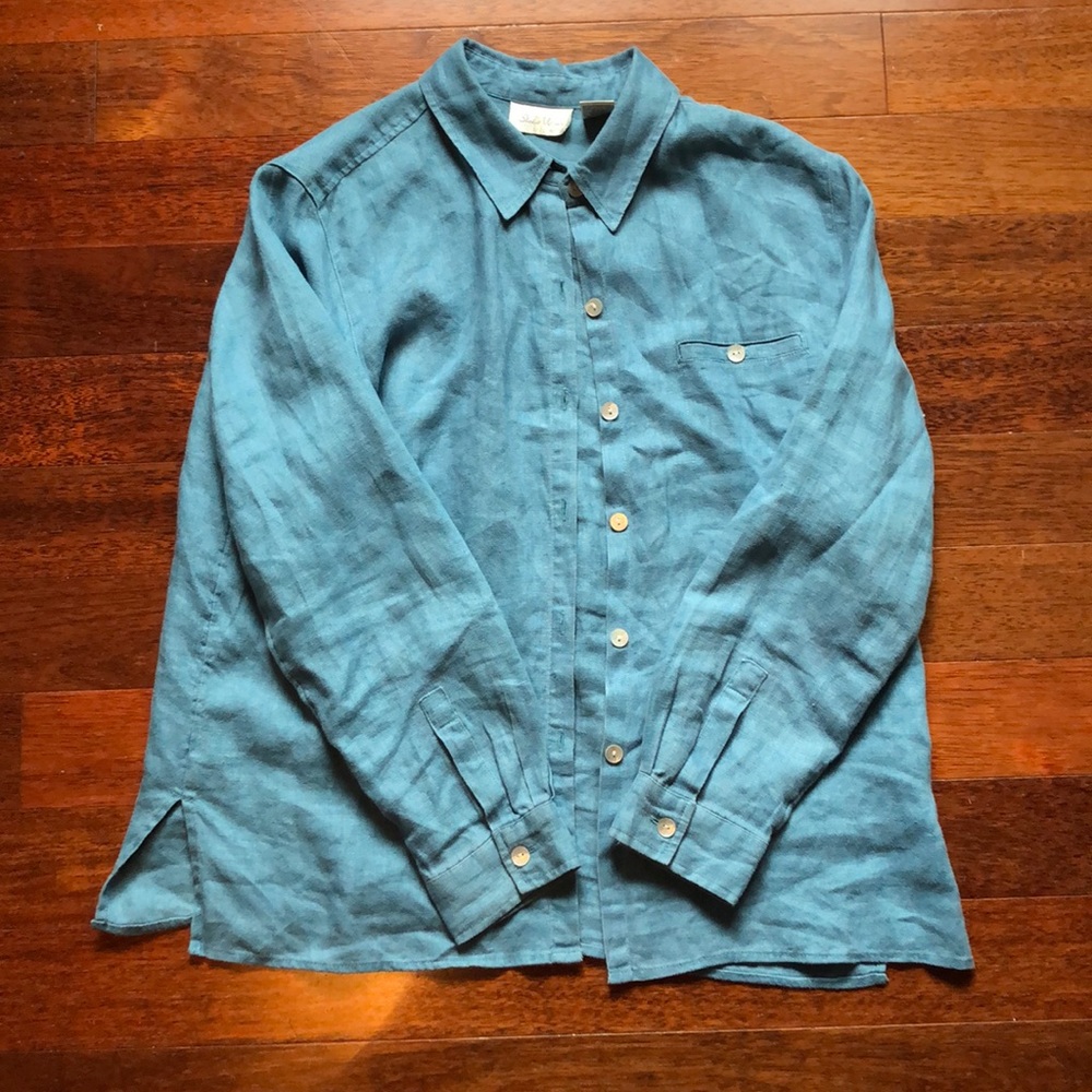 Blue Linen Button Down